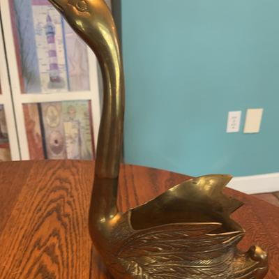 Huge Brass Swan  13 1/4” Tall 10” Long Kinda Heavy