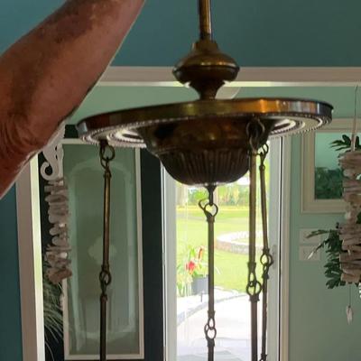 Old Brass Hanging Lamp 36” Is It Art Deco? 