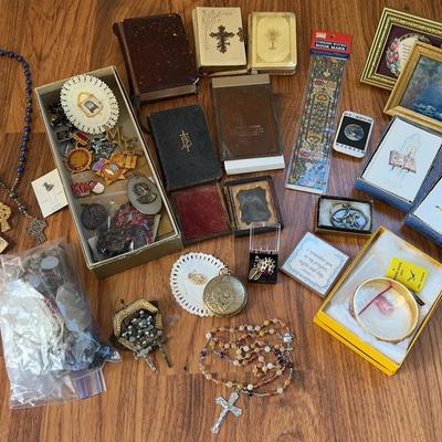 Vintage Catholic Lot — Sterling Silver Rosary & Italian Pieces