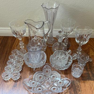 Vintage Diamond Cut Crystal Glassware 