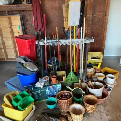 Lot Of Yard Tools, Storage, & Planting Materials
