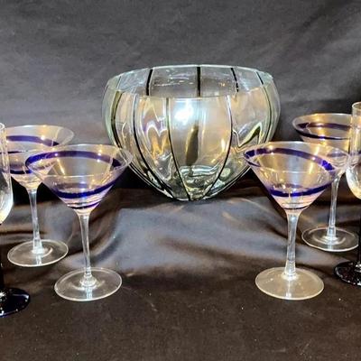 Beautiful Bowl, Martini And Champagne Glasses