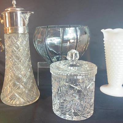 Biscuit Jar, Pitcher and Milk Glass