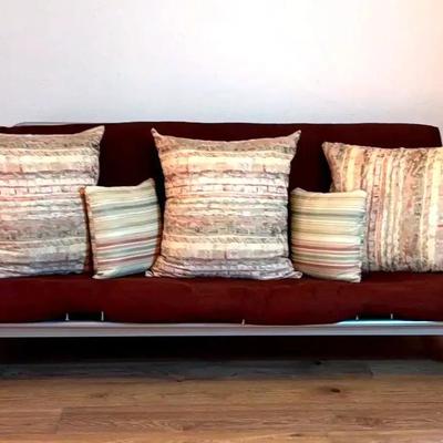 Metal Frame Futon With Pillows