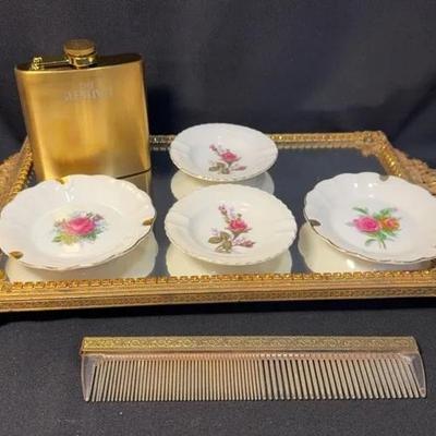 Mirrored Tray And Trinket Dishes 