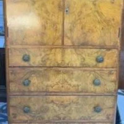 Art Deco Burr Walnut Tall Boy