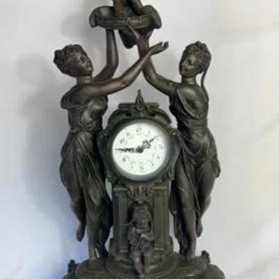  French Spelter Figural Mantel Clock