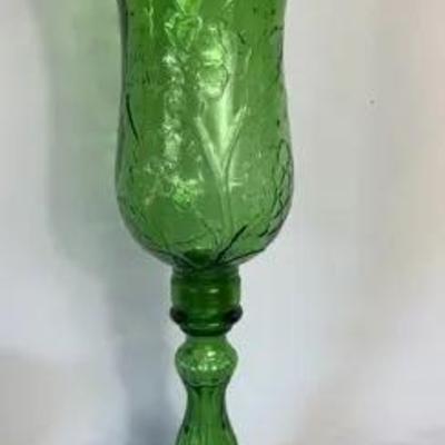 Empoli Italian Green Glass Hurricane 