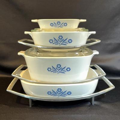 Set Of Corning Ware Blue Cornflower Dishes