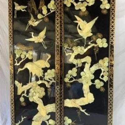Vintage Chinese Black Lacquer Wall Panels #3