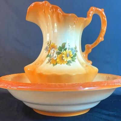 Vintage Water Basin And Pitcher  