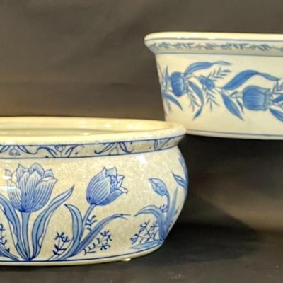 Pair Of Chinoiseri Ceramic Planters 