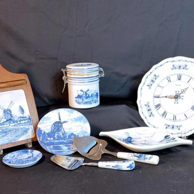 Dutch Windmill Blue, White Serving Pieces