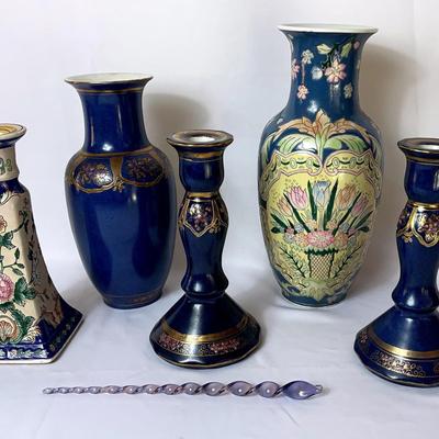 Blue Vases And Candleholders 