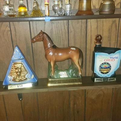 3 Shelves Decanters. Man-o-war Horse & Much More!