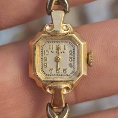 14k Gold Bulova Women's Watch & 2 10k Clovers
