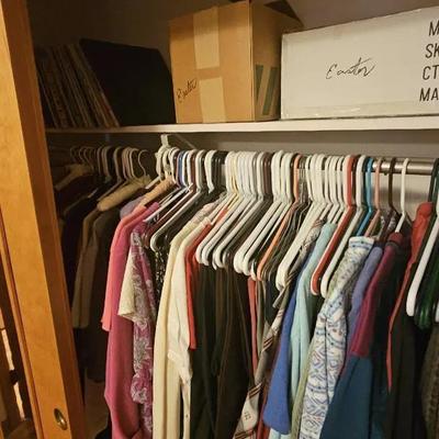 Women's Shoes, Clothes and Everything Hanging And On Floor Of Closet 