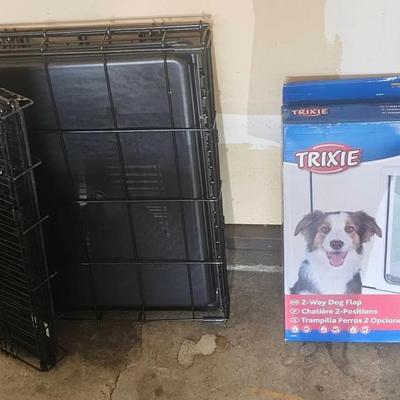 Doggie Door, 2 Keennels/Cages & Dog Bowl