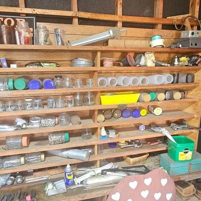 All Items On & Under Wall Shelf Screws, Nails, Welding Rods