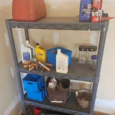 Shelf w/ Gas Can & Other Garage Items. 
