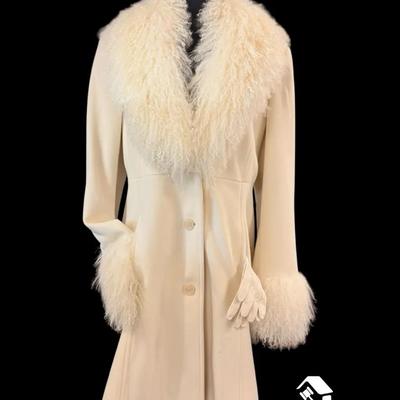 JB100 - Vintage Marvin Richards Mongolian Lamb Fur & Wool-Blend Coat