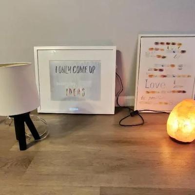 (2) Pictures, (2) Lamps