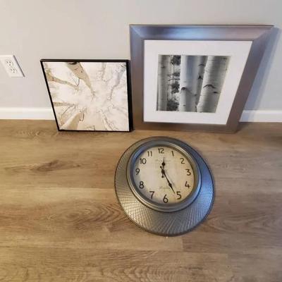 (2) Birch Tree Prints, (1) Westminster Clock