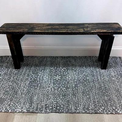 Rustic Bench with Small Rug
