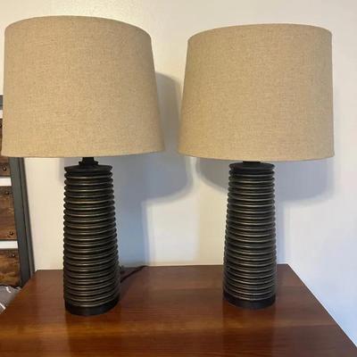 (2) Black Textured Table Lamps