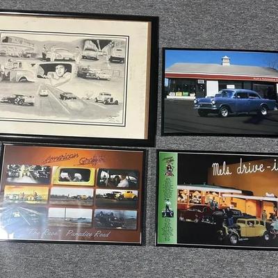 (4) Automotive Framed Pieces 