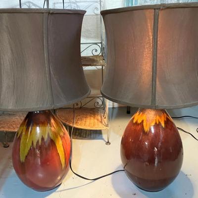 Pair of Ombre Drip Glaze Table Lamps 