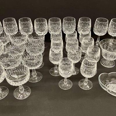 Waterford 5" Footed Bowl, Gorham Crystal Glasses, and Mikasa Crystal Bowl