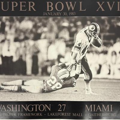 Vintage Washington Redskins Super Bowl XVII Poster - John Riggins Run  