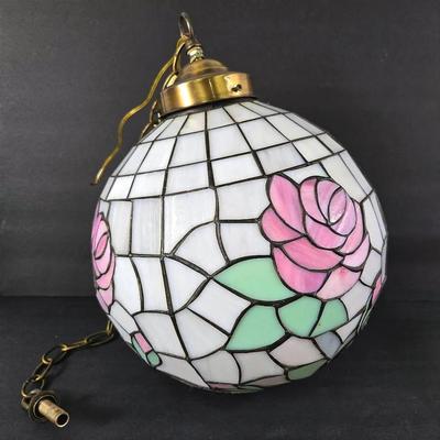 Tiffany-Style Hanging Lamp – 12" Diameter, Stained Glass
