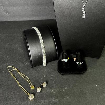 Sterling Silver Gem Accented Rings & Necklaces - Diamonds, Aquamarine, Emerald, More 