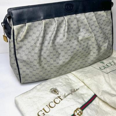 Authenticated GUCCI Vintage Micro GG Logo Clutch & 2 Dust Bags - 13.5x3x9”