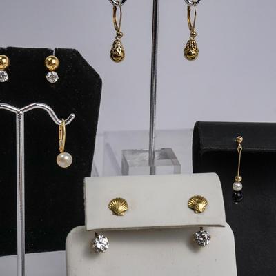 14K Gold Earrings - 7 Pairs