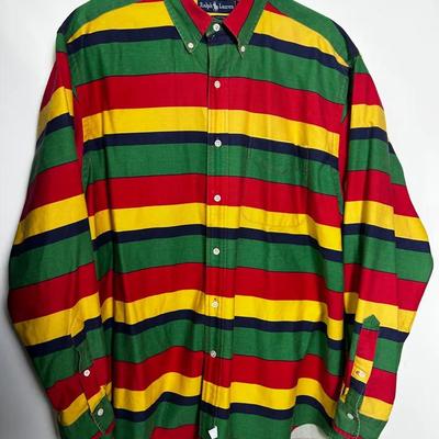 Vintage Polo Ralph Lauren Striped Button Up Shirt - Size L
