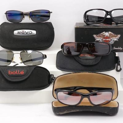 Vintage Sunglasses – Serengeti, Harley Davidson, Revo & Bolle Boys (5 Pairs in Boxes)