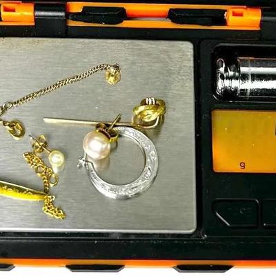 14k Gold Scrap Jewelry - Bracelet, Pin, & Single Earrings 