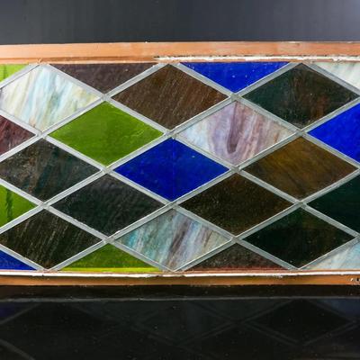 Vintage Stained Glass Window Panel - 51.5x23”