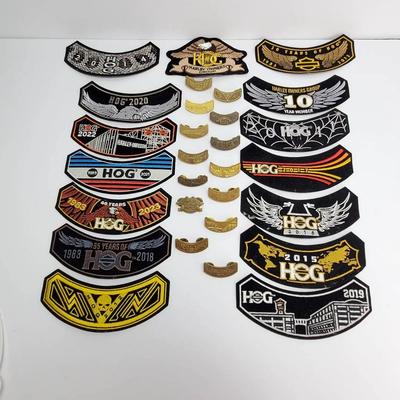 Harley Davidson H.O.G. Collectibles – 15 Patches & 14 Pins