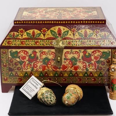 Russian Lacquer Box, Enamel Acorn Trinket Boxes, Wooden Bulgarian Rose Perfume Case with Perfume