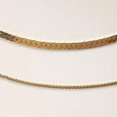 14K Gold 18" 2.3mm Herringbone  & 22" Serpentine Chain Necklaces