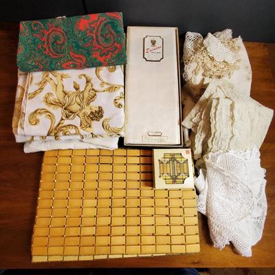 Linens & More: Erinore Irish Linen Tablecloth, Lace Doilies, Frank Lloyd Wright Coasters, More