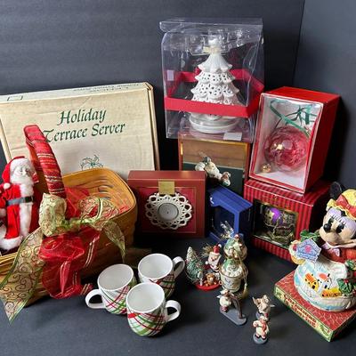 Christmas Decor - Swarovski, Lenox, Wateford Ornaments; Longaberger Basket & More