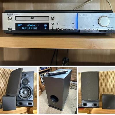Aiwa Speakers Model SX-B707, Onkyo DR-S2.2 DVD Receiver & SKW-120 Subwoofer
