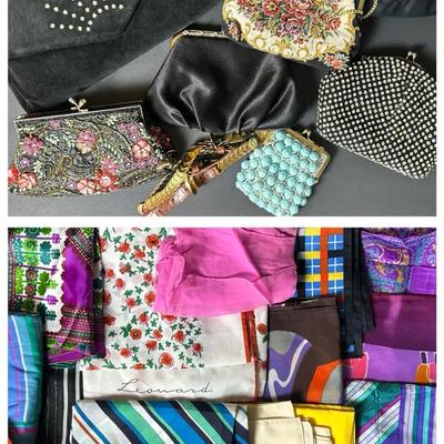 Vintage Clutches, Handbags, Scarves & More