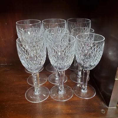 Waterford Crystal “Lismore” Red & White Wine Glasses 6.5 & 7” Tall