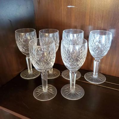 Waterford Crystal “Lismore” Wine Glasses 6” Tall